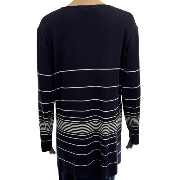 Exclusively Misook Blue Striped Long Sleeve Tunic Top - Picture 6 of 8
